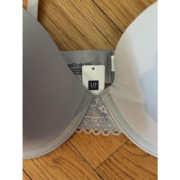 Gap Body Favorite Tshirt Convertible Straps Blue Grey Lace Bra 34c New With Tags - Picture 2 of 7